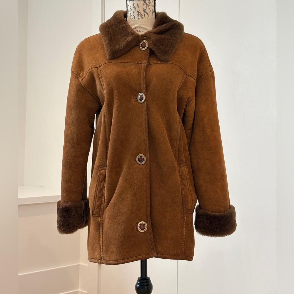 Brown shearling Maximilian Alta moda  women’s coat size large